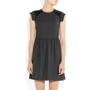 Rebecca Taylor Perforated Leather Panel Grey Dress
